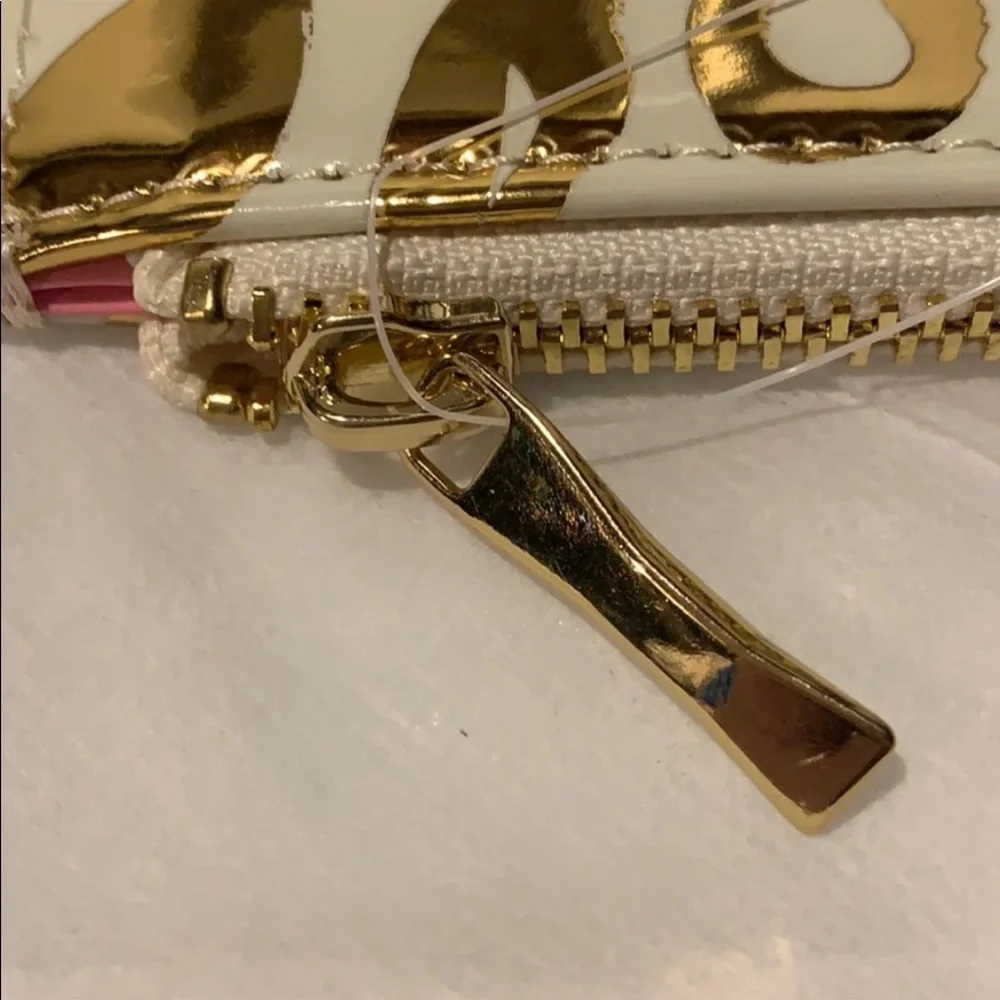 Kate Spade Graphic Golden Floral 7 Piece Pencil Pouch / Case Set.